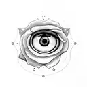 eye female, clock and rose tattoo design idea