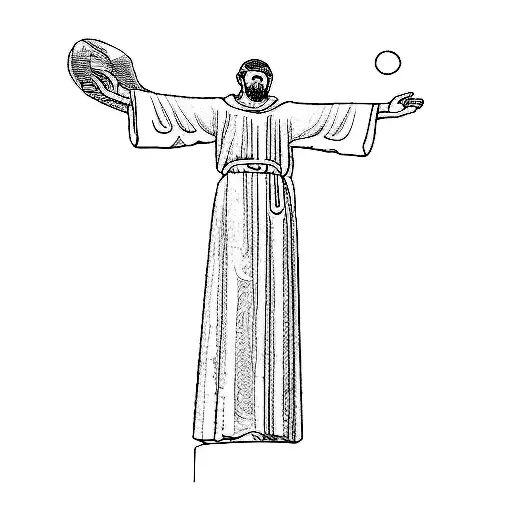 a statue of st francis of assisi tattoo design idea