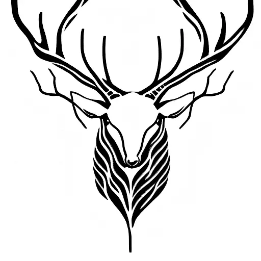 stag horns only with silver fern as the horns tattoo design idea