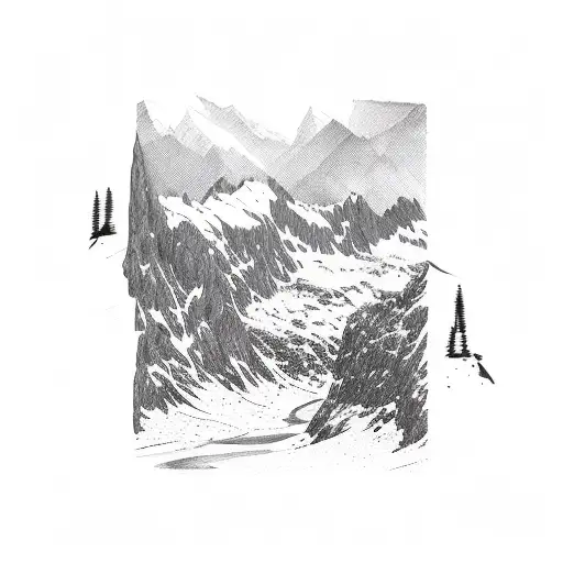 Swiss mountains tattoo design idea