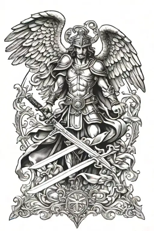 st Michael sword tattoo design idea