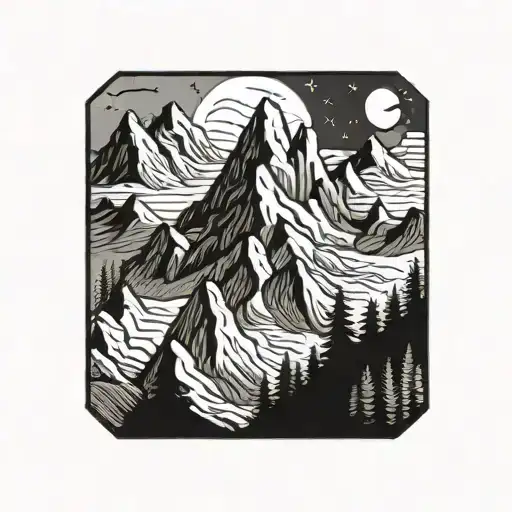 mountain scene inspired tattoo design idea