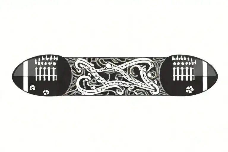 A football made out of musical notes and dog bones tattoo design idea