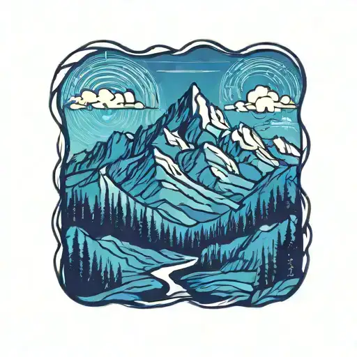 mountain scene inspired tattoo design idea