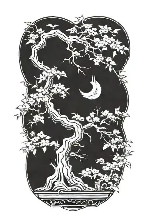 bonsai tree tattoo design idea