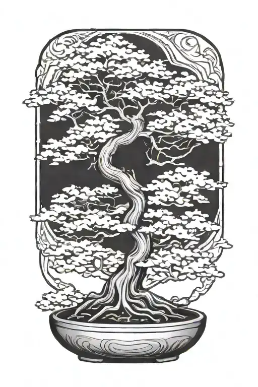bonsai tree silhouette tattoo design idea