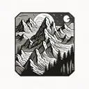 mountain scene inspired tattoo design idea