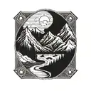 mountain scene inspired tattoo design idea