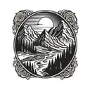 mountain scene inspired tattoo design idea