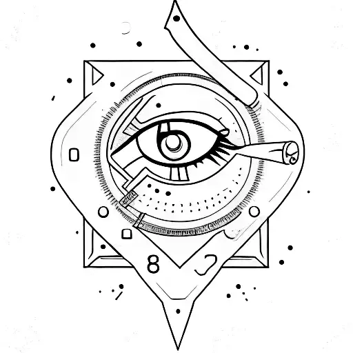 the number ''56'' with a sword going through it along with a crying eye inside 6 tattoo design idea