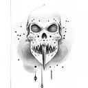 the number 56 with a sword going through it along with a crying eye inside 6 tattoo design idea