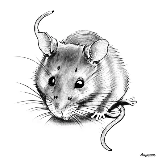 rat an cat tattoo design idea