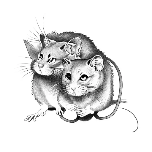 rat  cat tattoo design idea