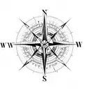 Compass with directions L T T B instead of north east south west with fade outs at top and bottom splashlike  tattoo design idea