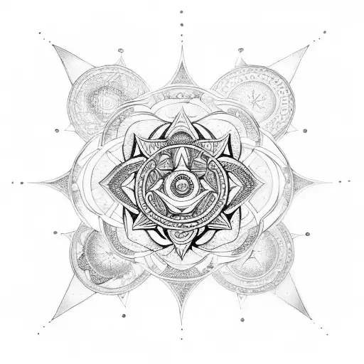 An intricate mandala design incorporating symbols of alchemical transmutation and Gnostic thinking tattoo design idea