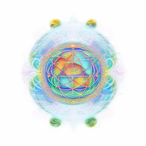 A new-school design combining elements of theoretical physics and esoteric teachings to symbolize the interconnectedness of the universe tattoo design idea