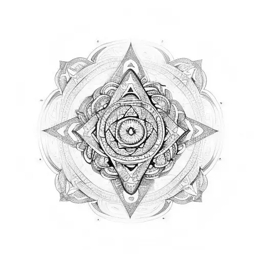 An intricate mandala design incorporating symbols of alchemical transmutation and Gnostic thinking tattoo design idea