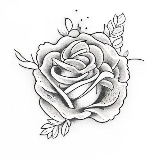 A bottle of perfume with dotwork floral elements tattoo design idea