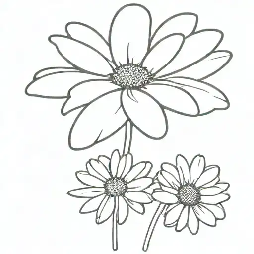 daisy in black and white colors tattoo design idea