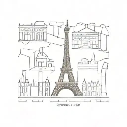 Paris style cobblestone patter with small almost unnoticeable patterns of NYC, Paris and London themes (not too iconic l tattoo design idea