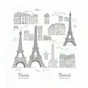 Paris style cobblestone patter with small almost unnoticeable patterns of NYC, Paris and London themes (not too iconic l tattoo design idea