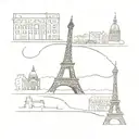 Paris style cobblestone patter with small almost unnoticeable patterns of NYC, Paris and London themes (not too iconic l tattoo design idea