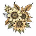 sunflower & lily tattoo design idea