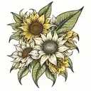 sunflower & lily tattoo design idea