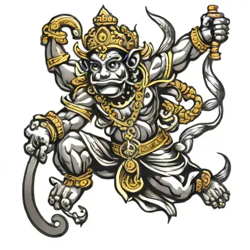 lord hanuman gada tattoo design idea