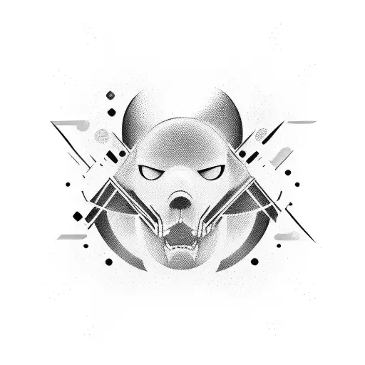 An abstract representation of a subwoofer emitting vibrant sound waves tattoo design idea