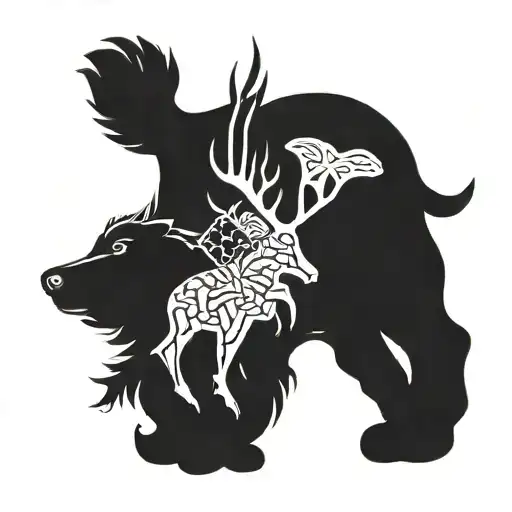 A symbolic tattoo representing the client's love for their son, incorporating elements of hunting, hip hop, and faith in a cohesive design tattoo design idea