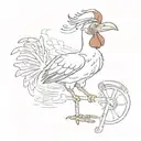 foghorn leghorn with a broken leg and crutch tattoo design idea
