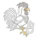 foghorn leghorn with a broken leg and crutch tattoo design idea