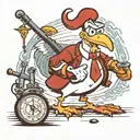 foghorn leghorn with a broken leg and crutch tattoo design idea