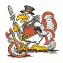 foghorn leghorn with a broken leg and crutch tattoo design idea