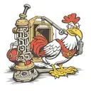 foghorn leghorn with a broken leg and crutch tattoo design idea