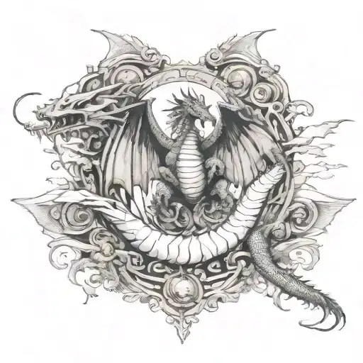 dragon hurled down to earth by the archangel tattoo design idea
