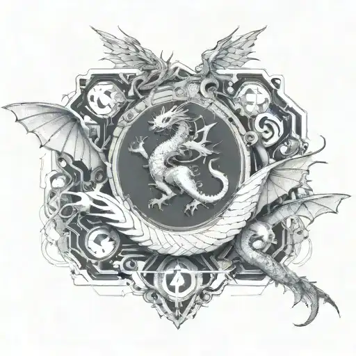 dragon hurled down to earth by the archangel tattoo design idea