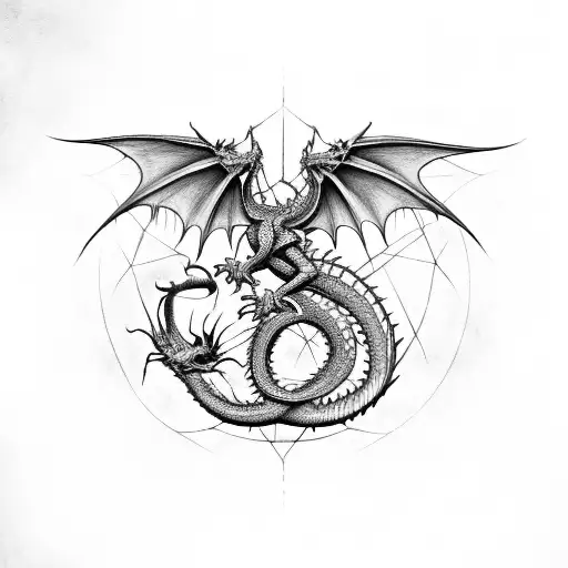 dragon skeleton with only spine and wings tattoo design idea