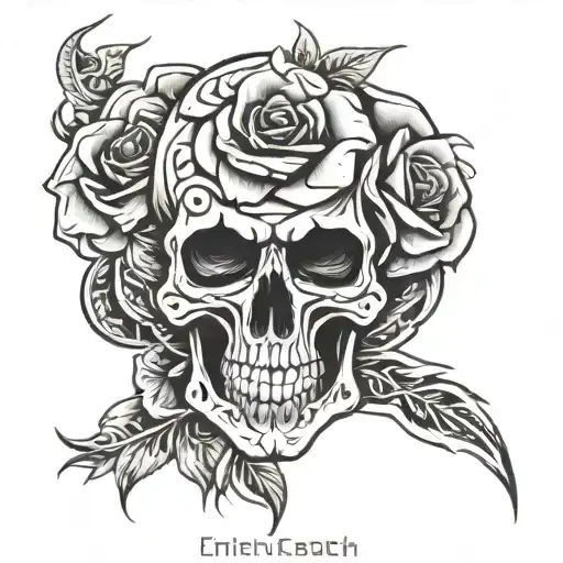 Rose inside skull tattoo design idea