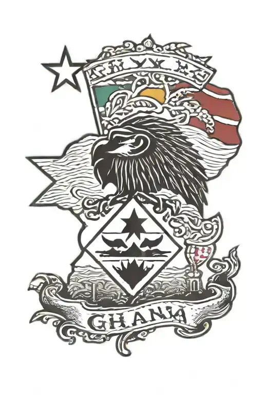 Ghana flag with star of Africa  tattoo design idea