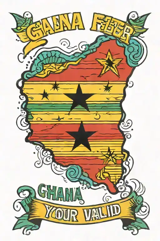 Ghana flag inspired with quote "No matter where you are from, your dreams are valid" tattoo design idea