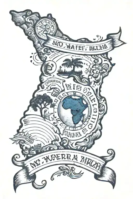 Ghana africa with quote "No matter where you are from, your dreams are valid" tattoo design idea