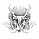 hog skull left, Cat skull middle, goat skull left, gothic style tattoo design idea