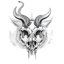 hog skull left, Cat skull middle, goat skull left, gothic style tattoo design idea