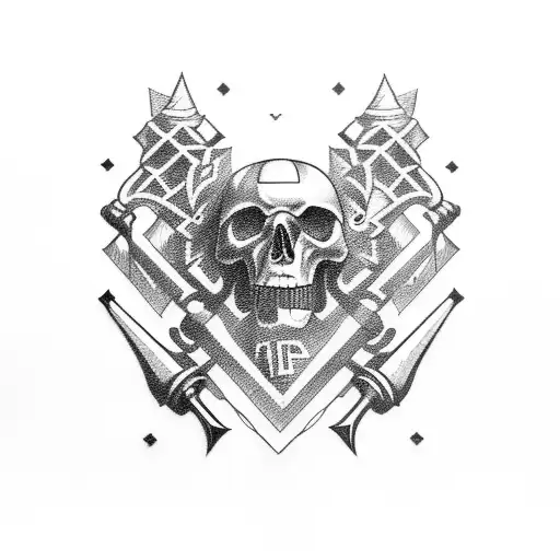 crossed hammers, castle, football tattoo design idea