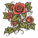 rose vine growing tattoo design idea