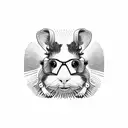 a guinea pig with glasses, isometric view  tattoo design idea