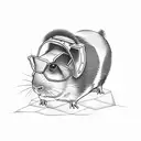a guinea pig with glasses, isometric view  tattoo design idea