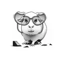 a guinea pig with glasses, isometric view  tattoo design idea